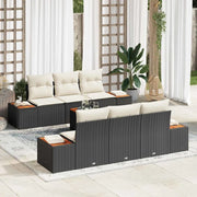 Set Divano da Giardino con cuscino 7 pcs Nero Poly Rattan 3348028