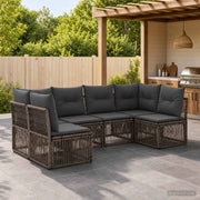 Set Divano da Giardino 6 pz Grigio polyrattan 3434159