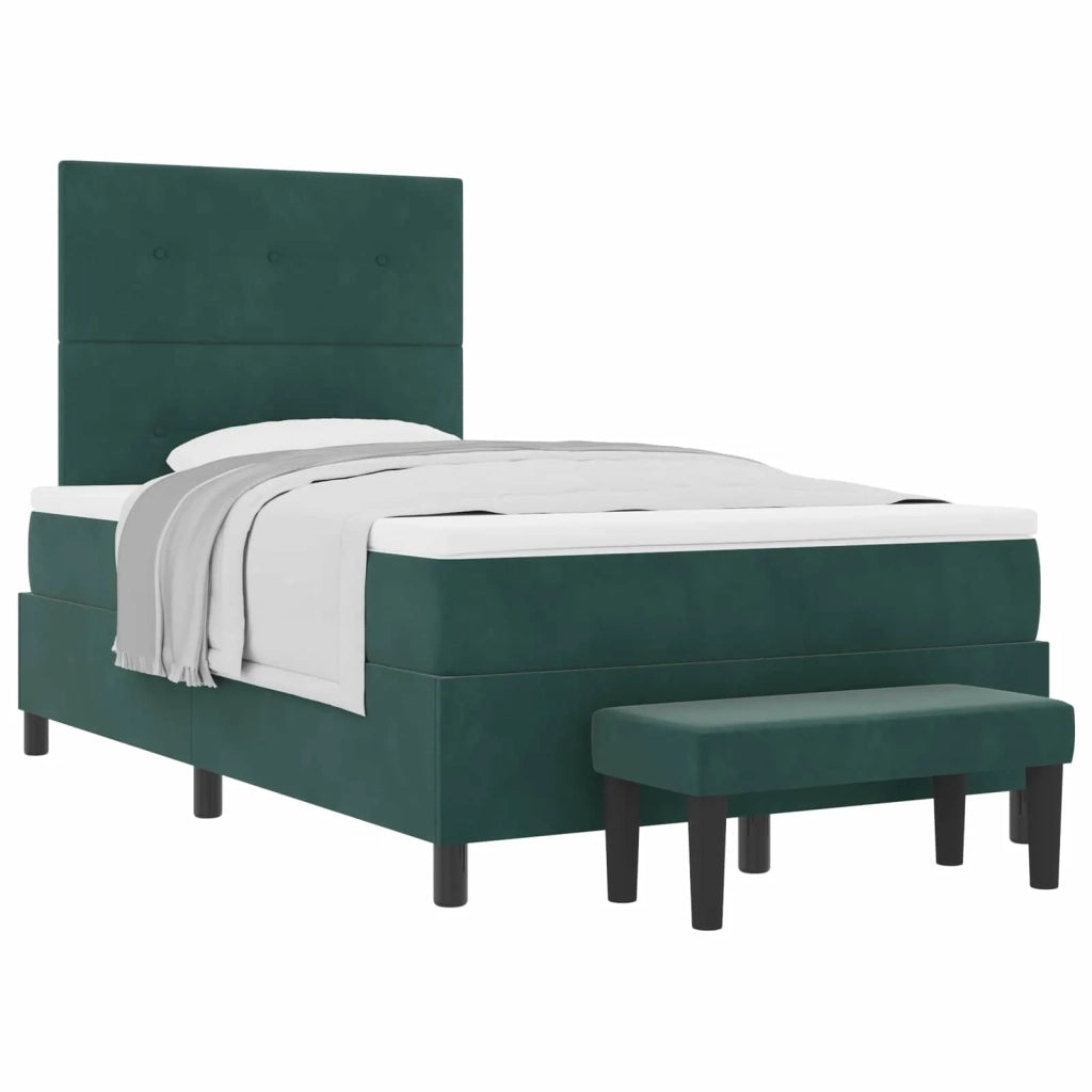 Letto a molle con materasso Verde scuro 120 x 190 cm Velluto