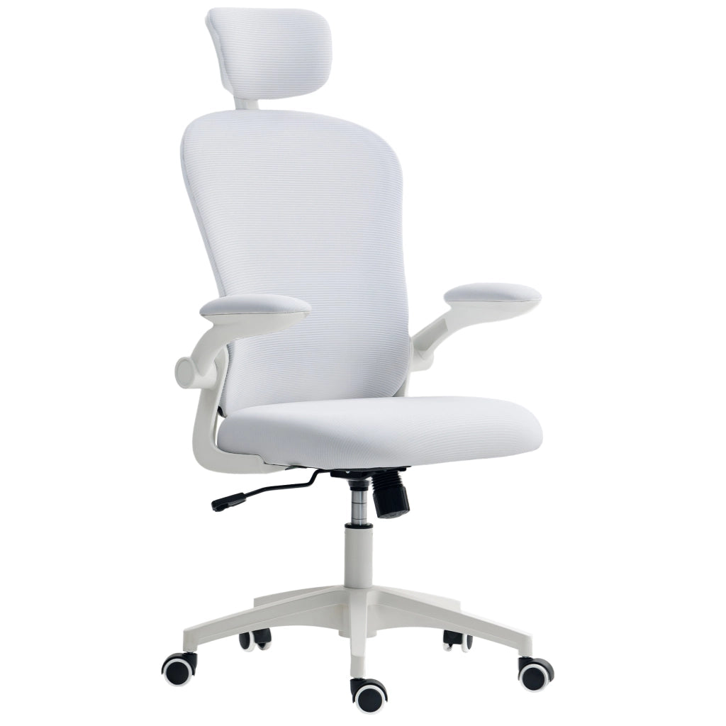 Sedia da Ufficio con Schienale Alto Poggiatesta Regolabile Supporto Lombare Rete 62x64x120 cm Bianco ¨C Xylo