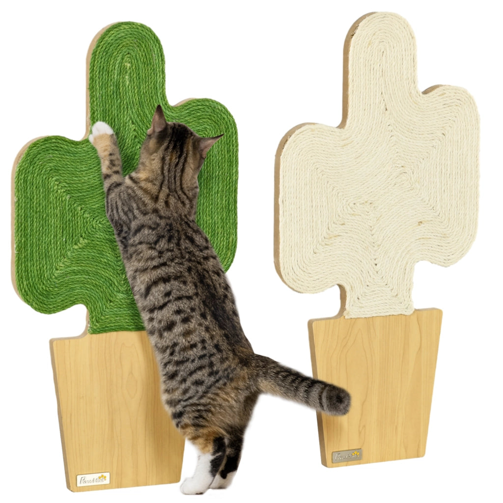 Set 2 Pezzi Alberi Gatto per Parete ¨C Minimal ¨C Design Cactus 30x60 cm Legno Quercia