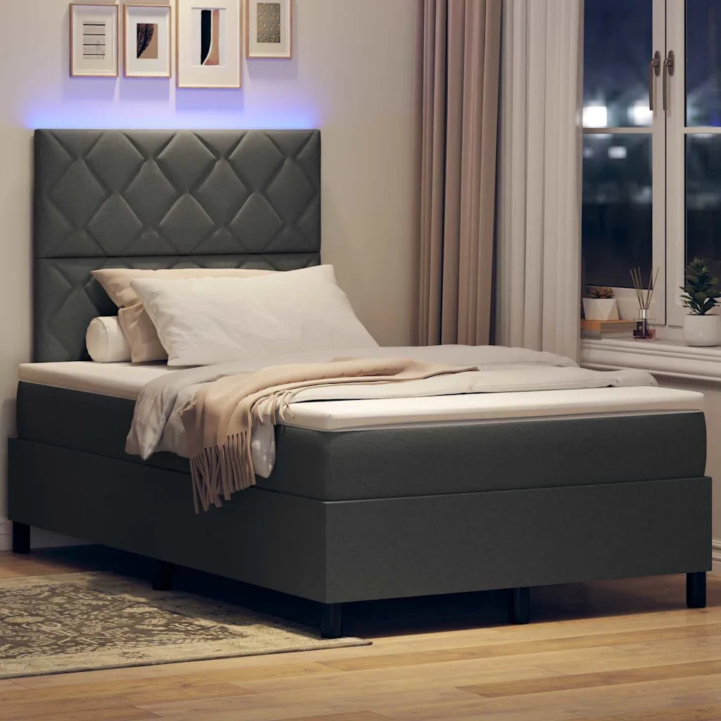 Letto a molle con materasso Grigio scuro 120 x 190 cm Tessuto