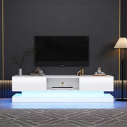 Mobile TV 160x35x40.5 cm con luci LED; 2 cassetti; design antiribaltamento; truciolare bianco lucido