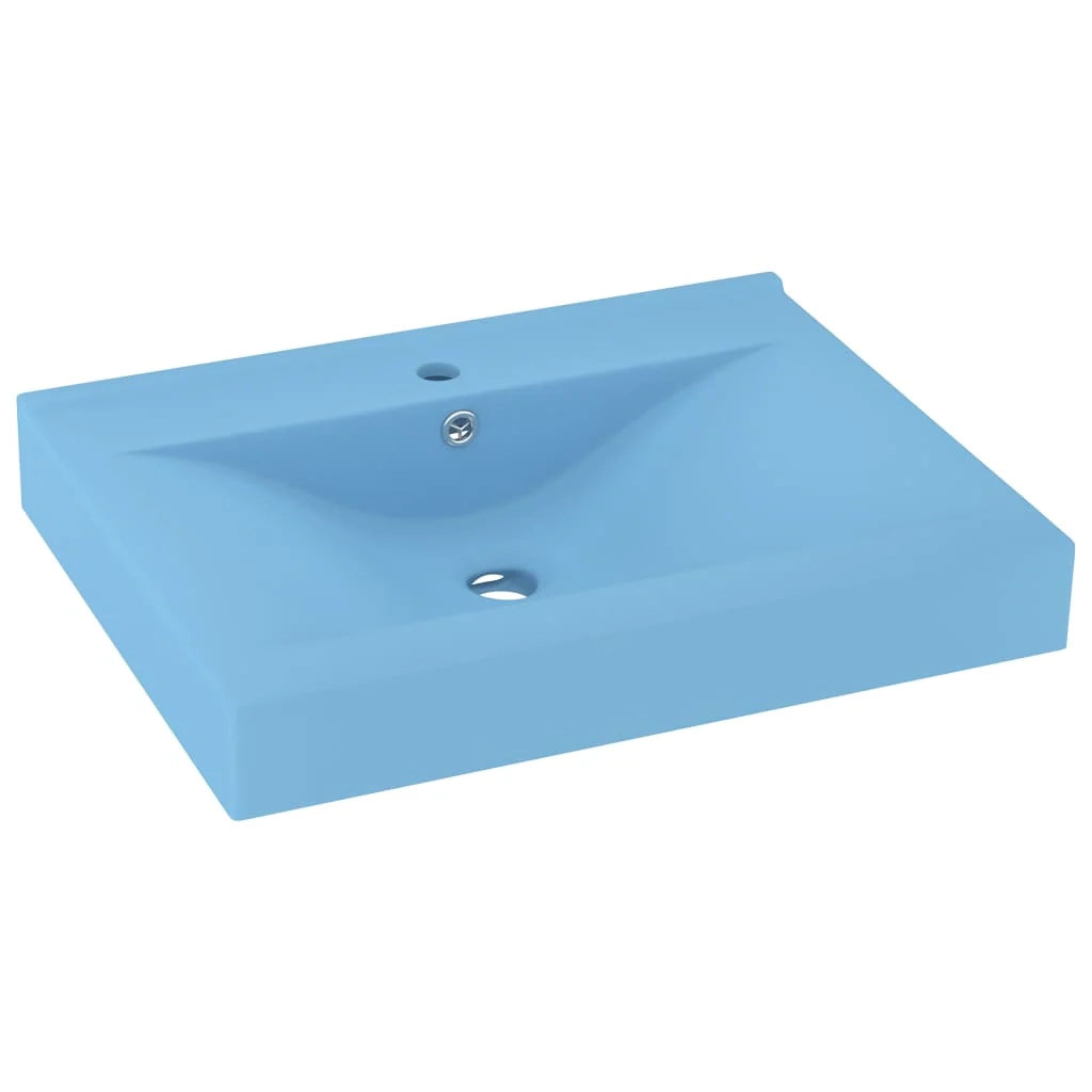 Lavabo con foro per rubinetto lavabo da appoggio lavabo da bagno cucina arredamento per la casa 60 x 46 cm ceramica azzurra opaca 02_0002764