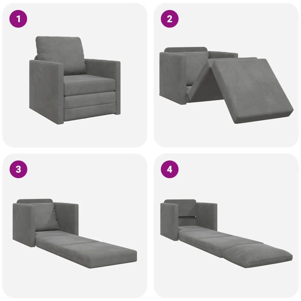 Divano letto | Sof¨¤ letto | Letto singolo Grigio scuro 74 x 77 x 81 cm Velluto