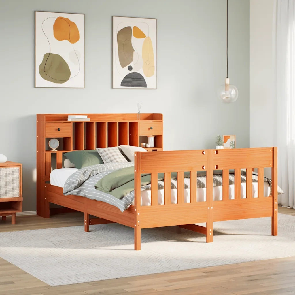 Giroletto senza Materasso-Struttura Letto Marrone Cera 160x200 cm Legno di Pino 821661