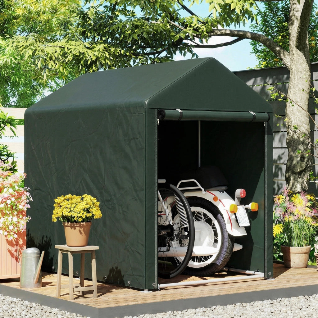 Capanna da giardino per biciclette con 2 camere ¨C zephmum ¨C Verde 120x180x165 cm