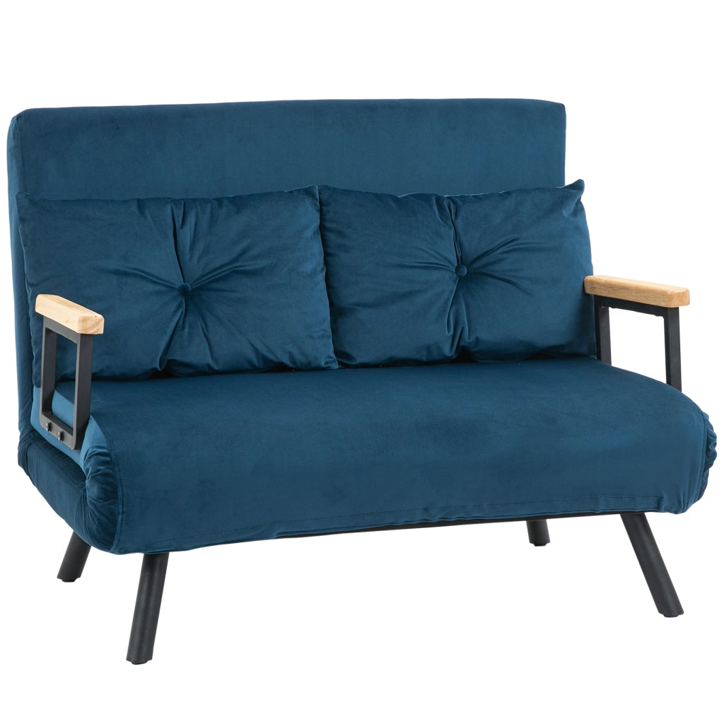 Divano letto 2 posti ¨C Minimal ¨C velluto blu naturale