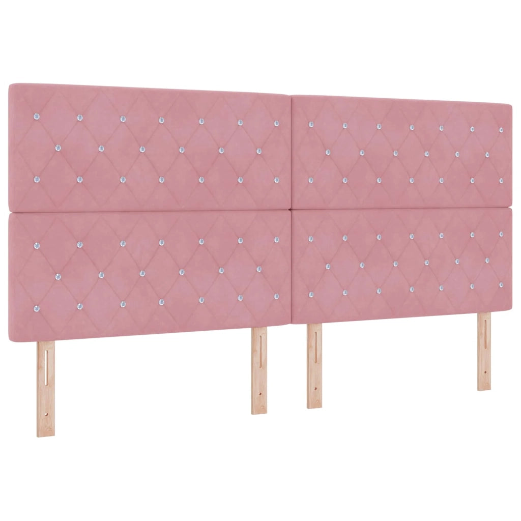 Letto Ottomano con Materasso e LED Rosa 200 x 200 cm Velluto 3458258