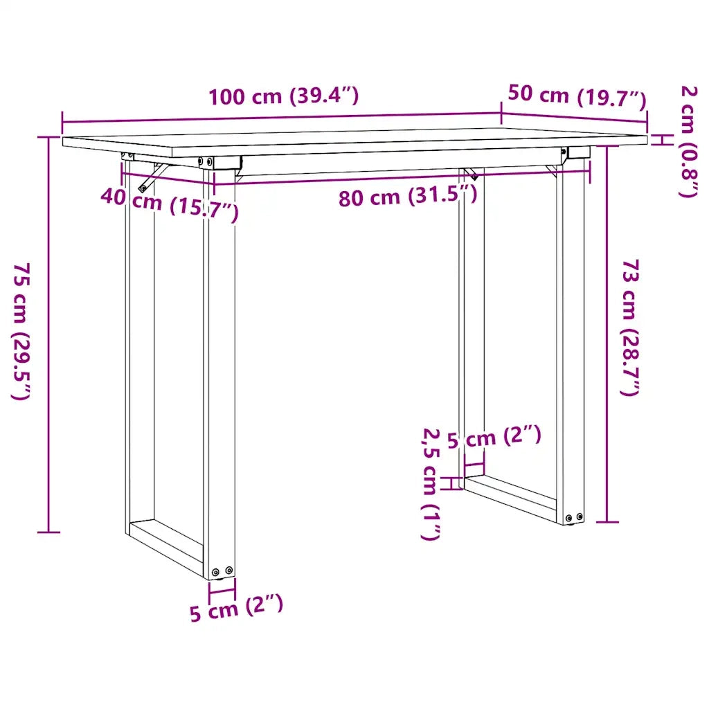 Tavolo da Pranzo Telaio a O 100x50x75 cm Legno Pino e Acciaio 3282675