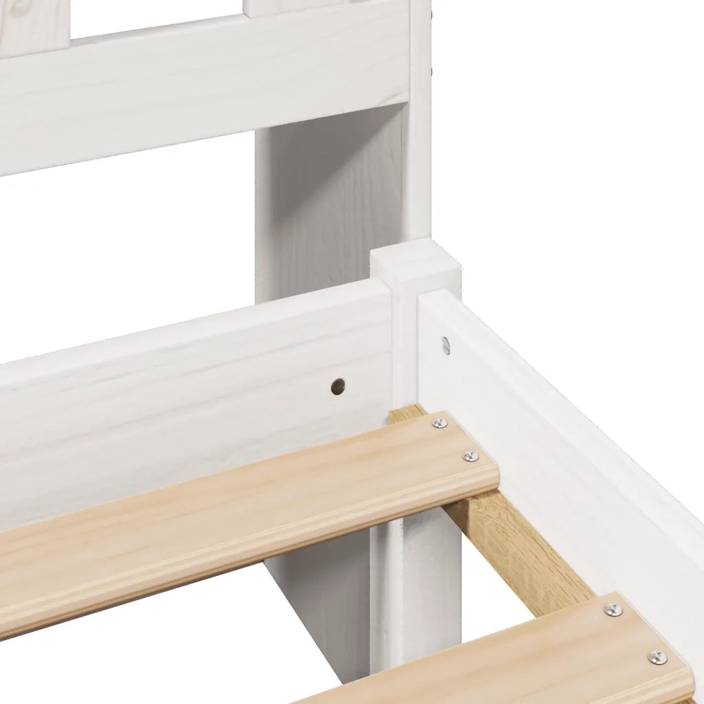 Letto Libreria senza Materasso-Struttura Letto con contenitore Bianco 140x190 cm Legno di Pino 422657