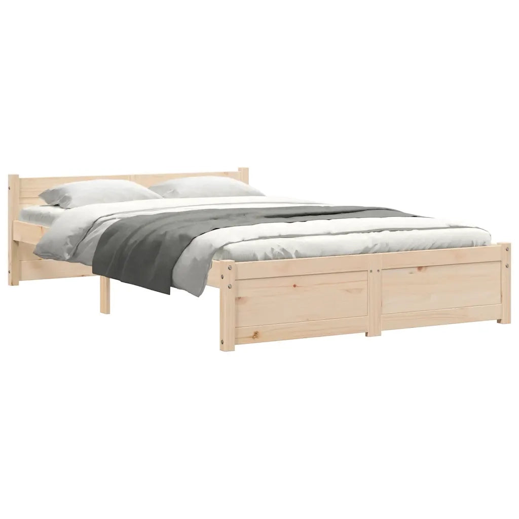 Letto matrimoniale | Letto per adulti | Giroletto senza Materasso Ambrato in Legno Massello 120x200 cm