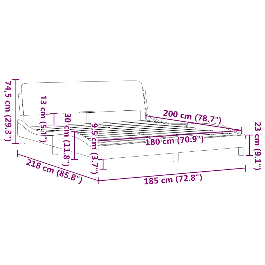 Letto matrimoniale | Letto per adulti | Giroletto Dover Grigio Scuro 180x200 cm Tessuto