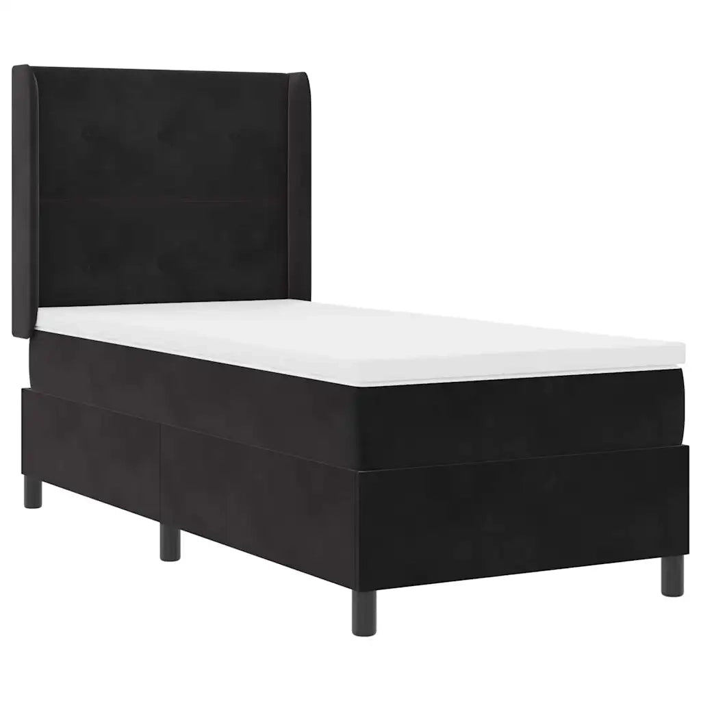Letto a molle con materasso con led Nero 80 x 200 cm Velluto