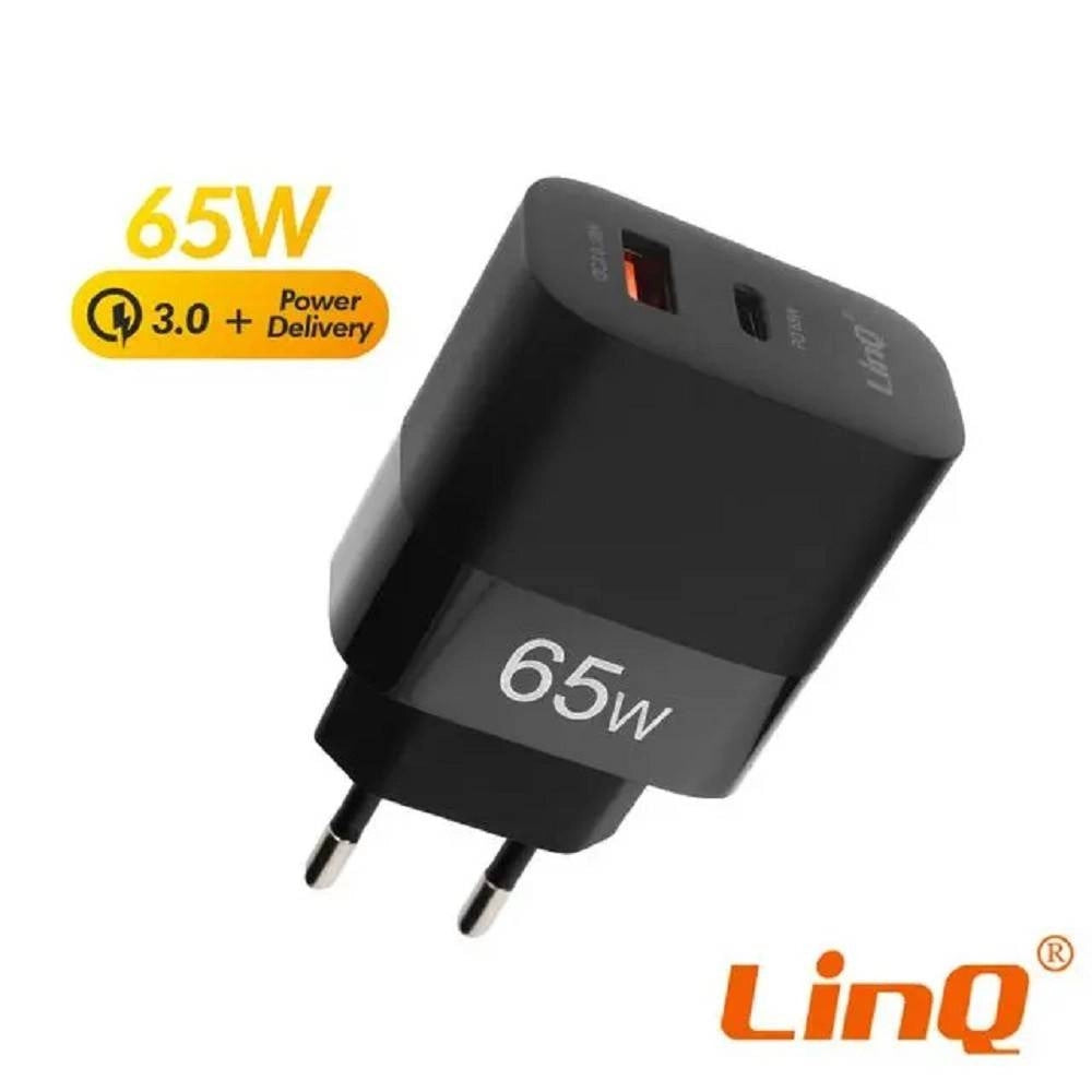 Trade Shop - Caricabatteria Rapido Doppio 65w Usb Quick Charge 3.0 + Type-c Power Delivery Ac6563 -