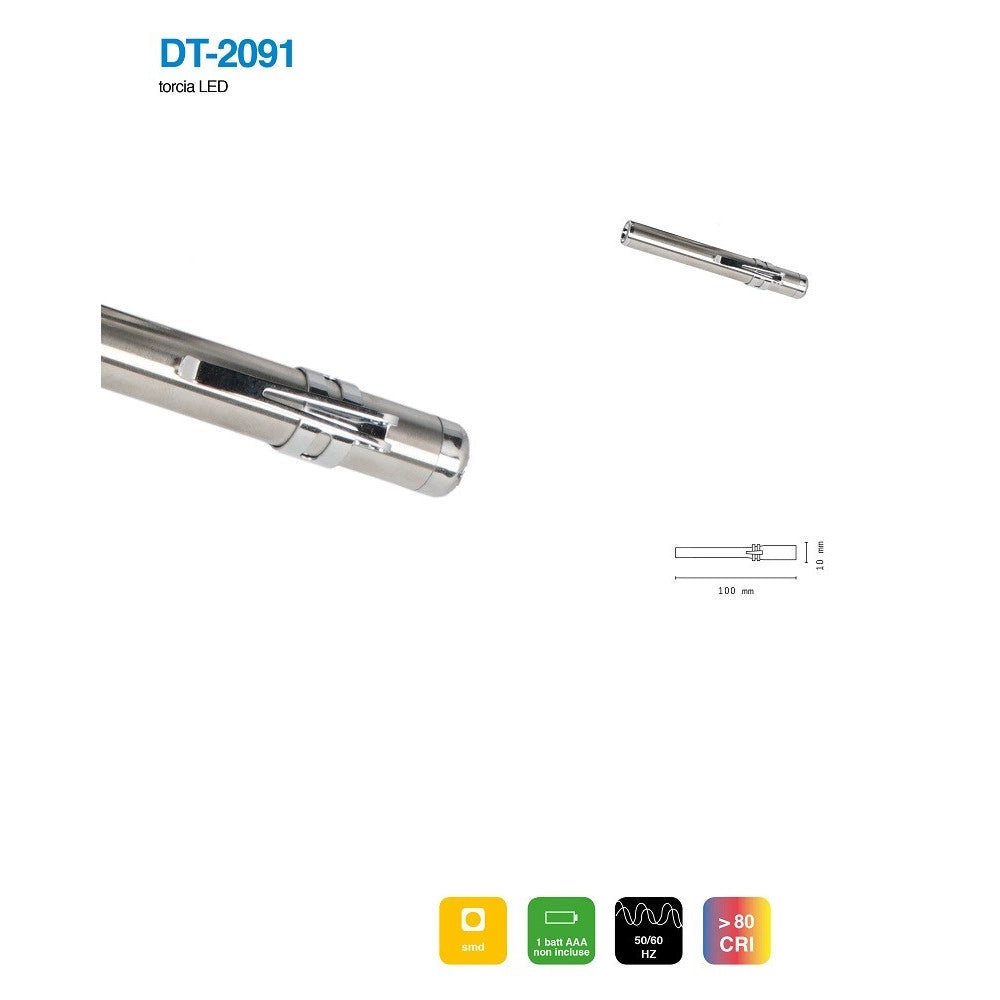 Trade Shop - Mini Torcia Led Portachiavi Cree A Forma Di Penna In Alluminio Tascabile Dt-2091 -