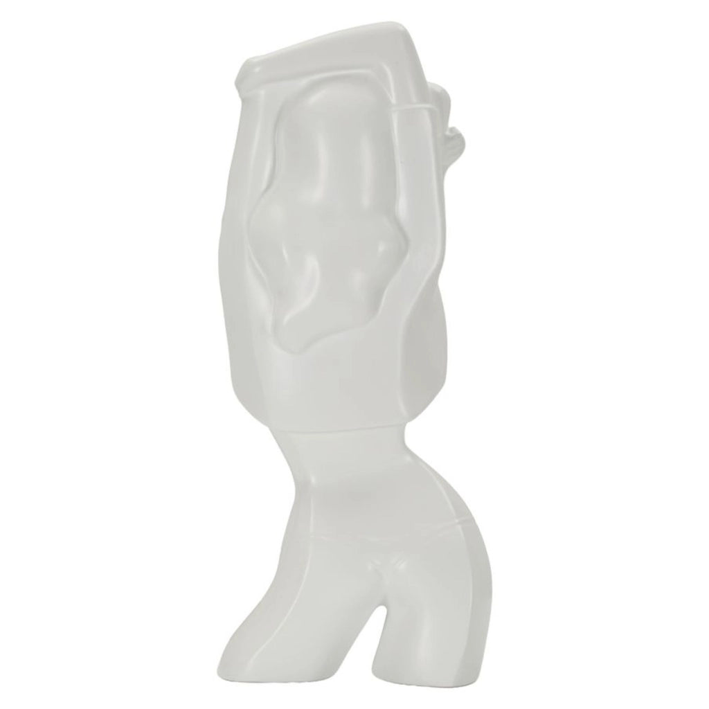Scultura Astratta Figura Femminile in Poliresina Bianco Opaco