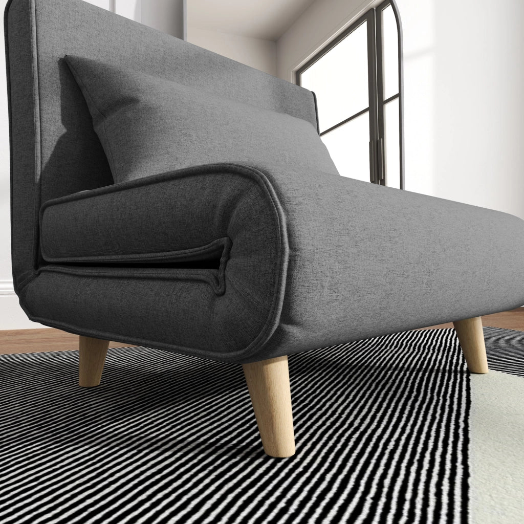 Poltrona Letto con Schienale Reclinabile su 6 Posizioni 94x78x80 cm in Tessuto Grigio