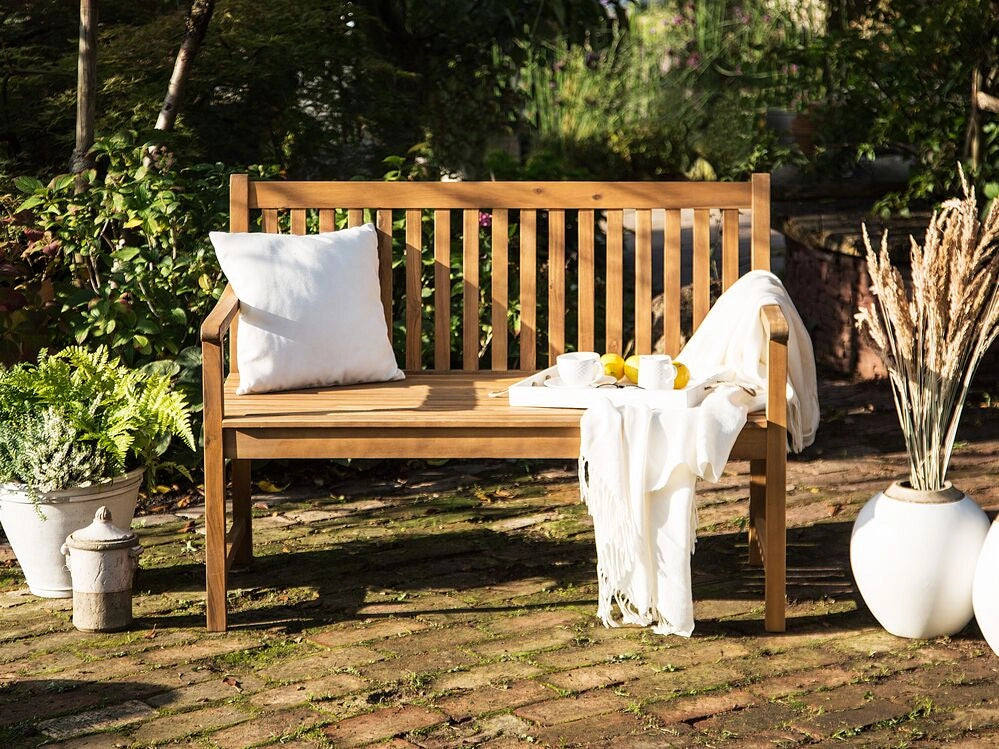 Panca da giardino leggera in legno di acacia 120 cm a doghe design esterno patio in stile rustico
