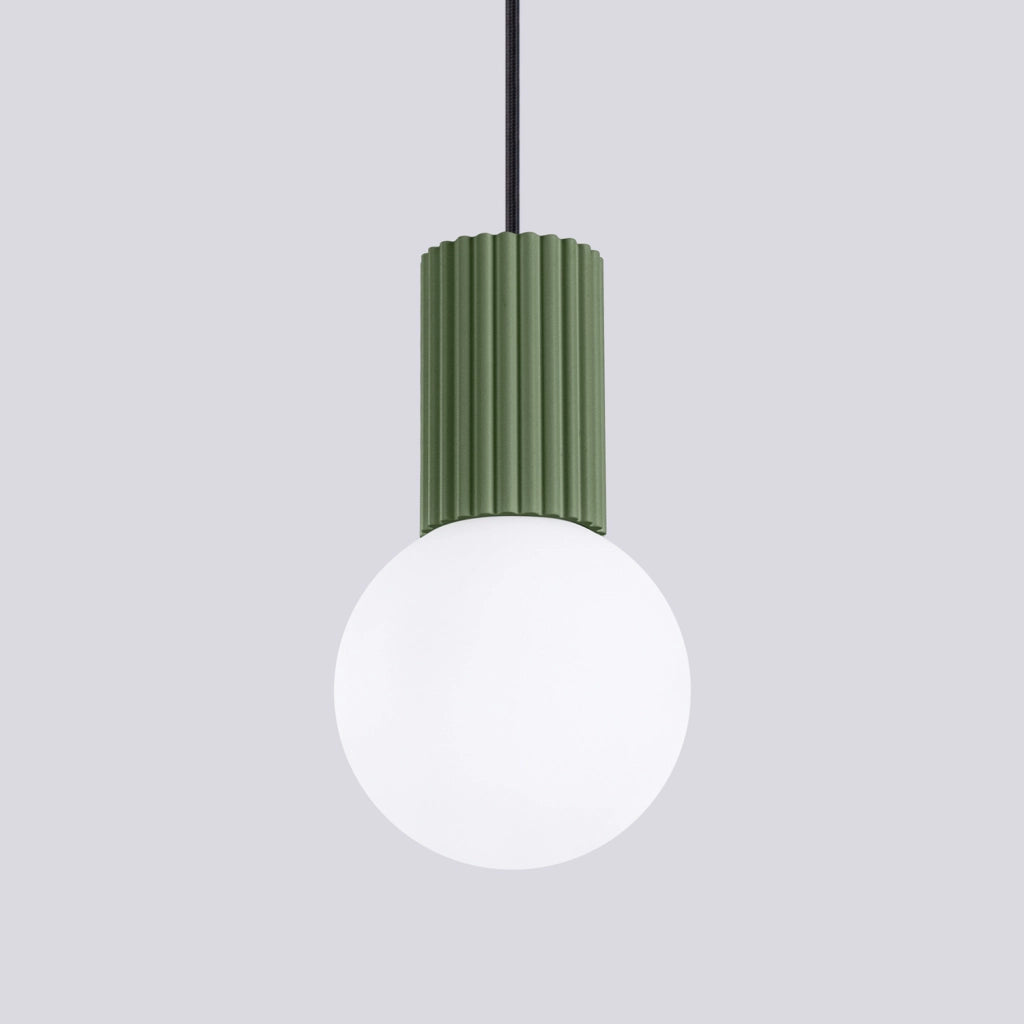 Lampada a sospensione SFERA vetro oliva sfera bianca G9