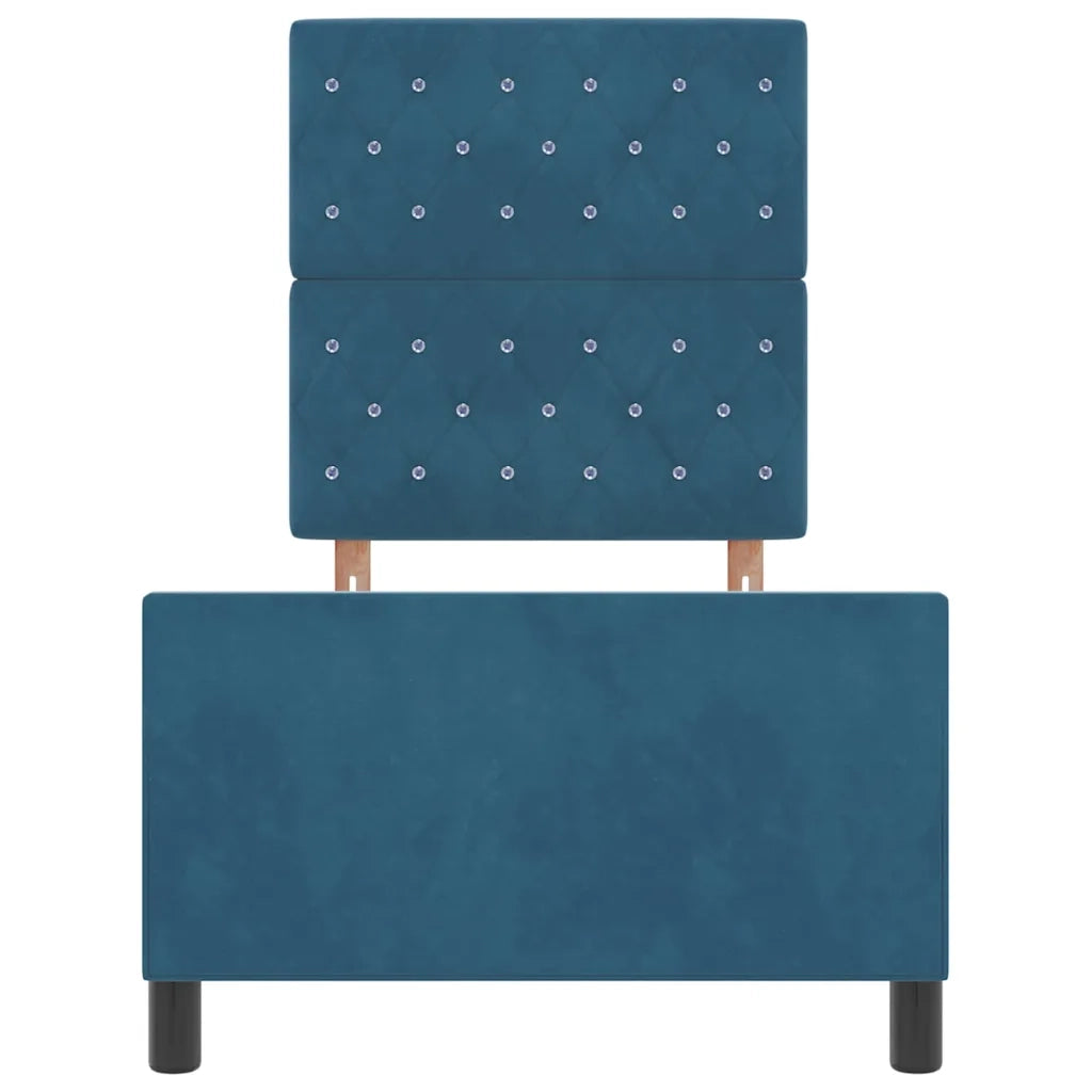 Letto a molle con testiera Blu Scuro 80 x 200 cm Velluto