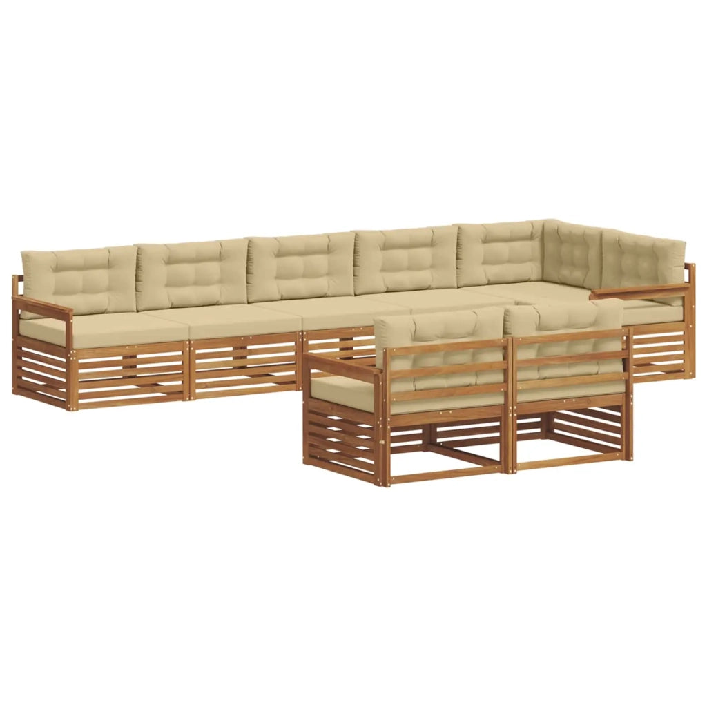 Set di divani da esterno con cuscino 8 pcs Naturale e Beige 3373648