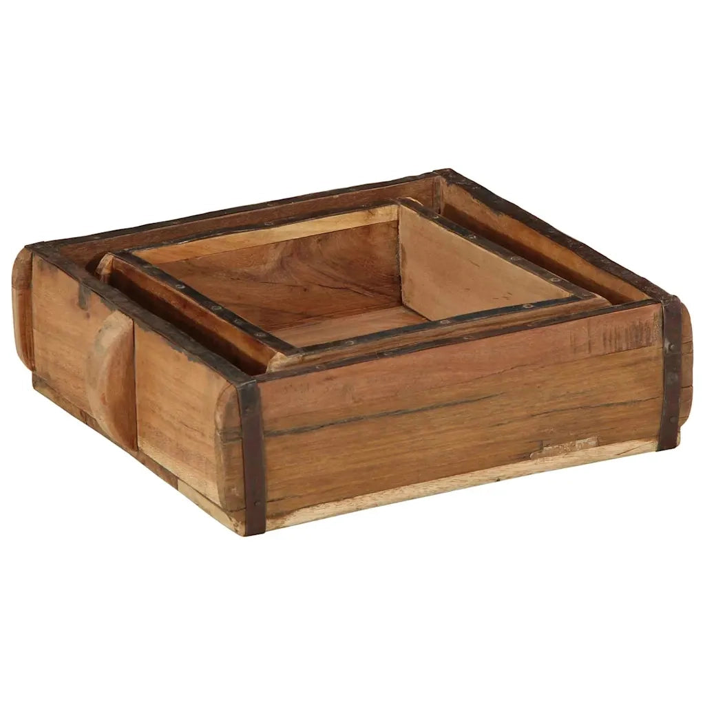 Vassoio 2 pz Marrone 29 x 31 x 10 cm Legno Recuperato Massello CFW8413968