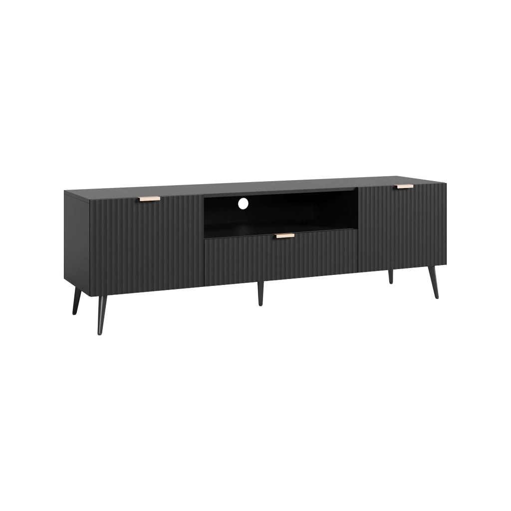 Mobile Porta TV Nand con Ante Decorative 160 x 40 x 51 cm - Nero [en.casa]