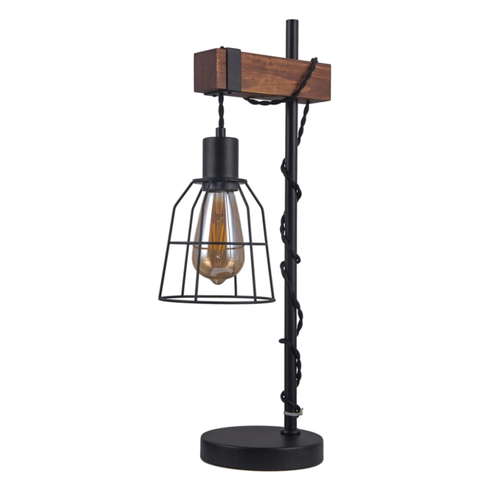 Lampada da tavolo Italux Reda industriale nera E27 1L
