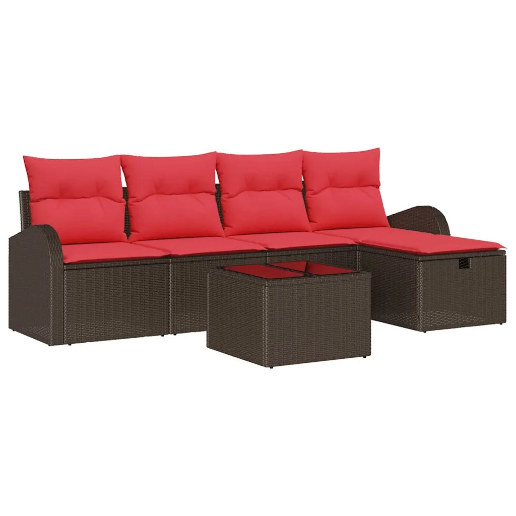 Set Divano da Giardino con cuscino 6 pcs Marrone polyrattan 3360405