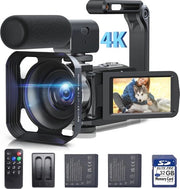 Camcorder 4K con 42MP, 18x Zoom Digitale e Schermo Girevole - Ideale per Vlog e YouTube