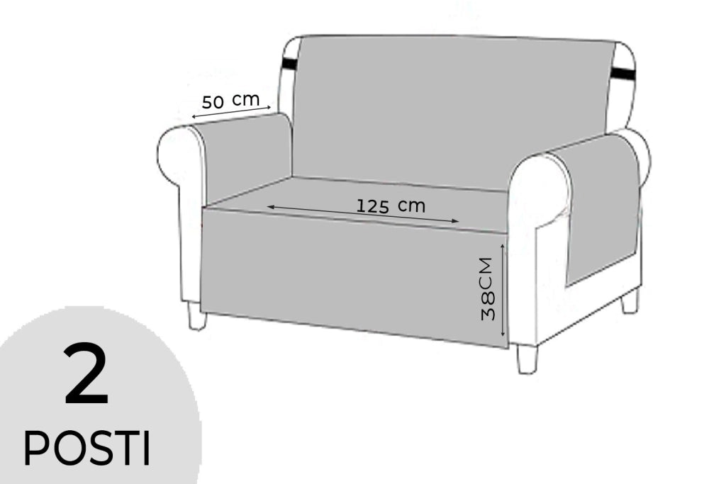 Copridivano Impermeabile Tasche Laterali Proteggi Divano Antimacchia Antiscivolo 2 Posti Marrone