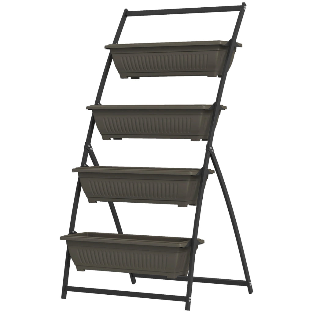 Scaffale per Piante 4 Livelli ¨C Xylo ¨C Metallo Marrone 76x79x162cm