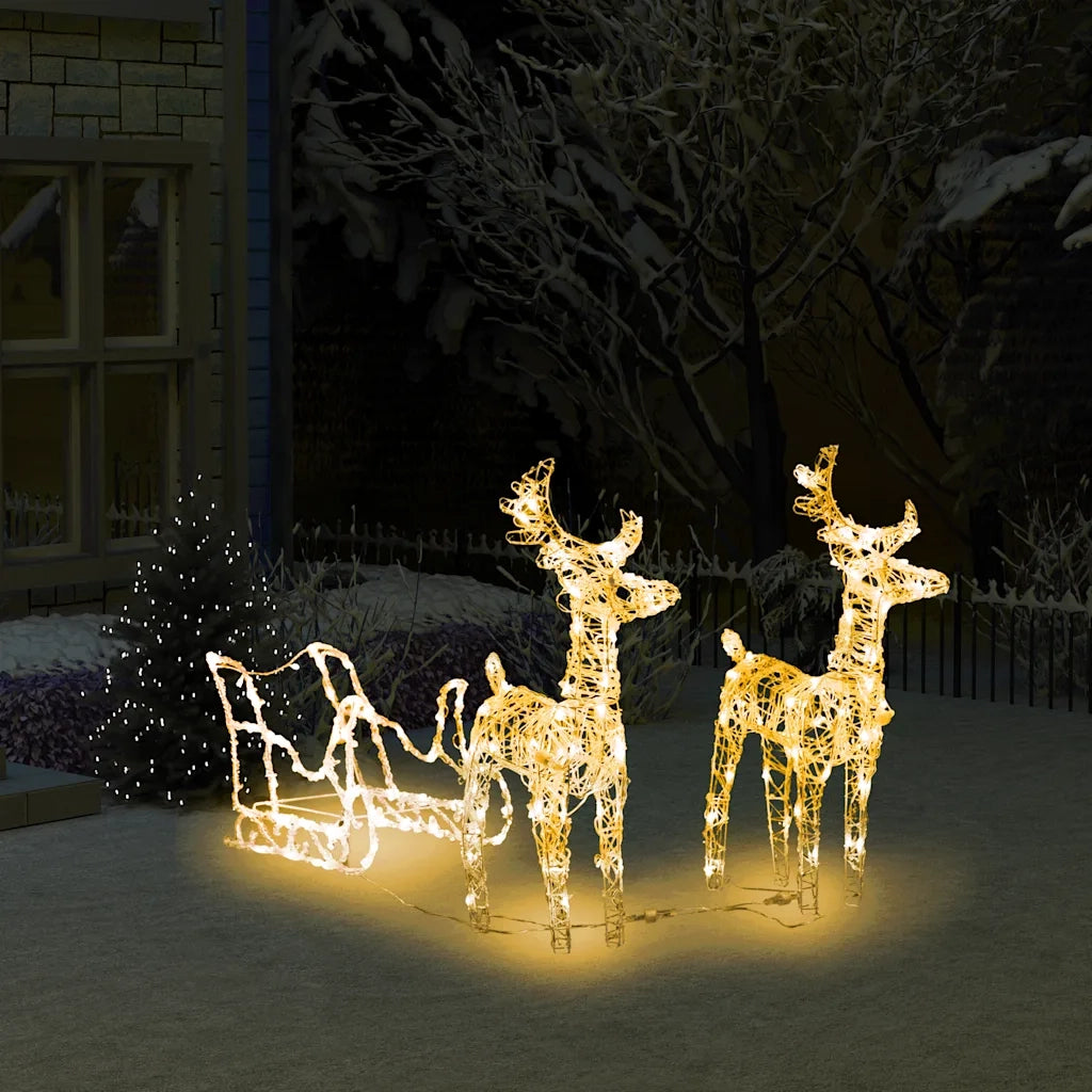 Decorazione Natalizia Renne e Slitta 160 LED 130 cm in Acrilico 328514