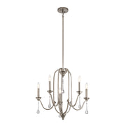 Lampadario Classico Karlee Acciaio Peltro Classico Cristallo 5 Luci E14