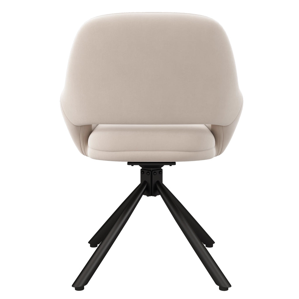 SEDIA DA PRANZO Girevole con braccioli, velluto beige, Set da 4 pezzi