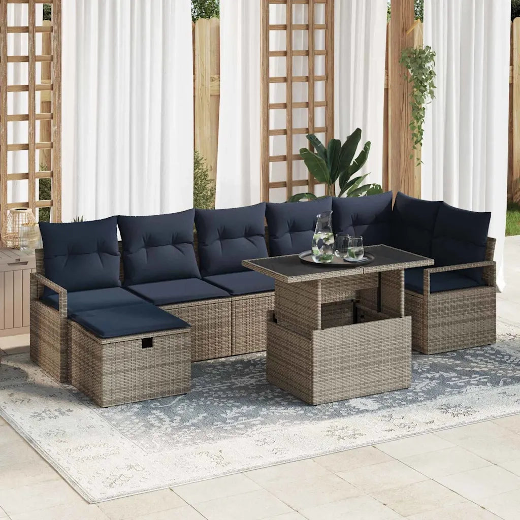 Set Divano da Giardino con cuscino 8 pcs Grigio Poly Rattan 3359812
