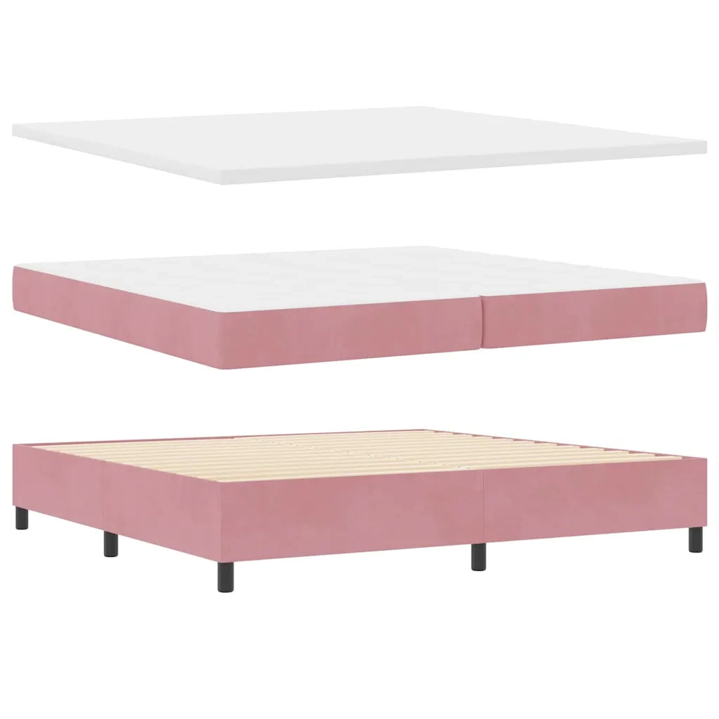 Letto a molle con materasso Rosa 200 x 200 cm Velluto 3344539
