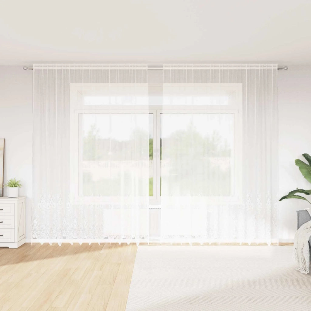 Tenda in Pizzo con tende Bianco 280 x 300 cm Poliestere