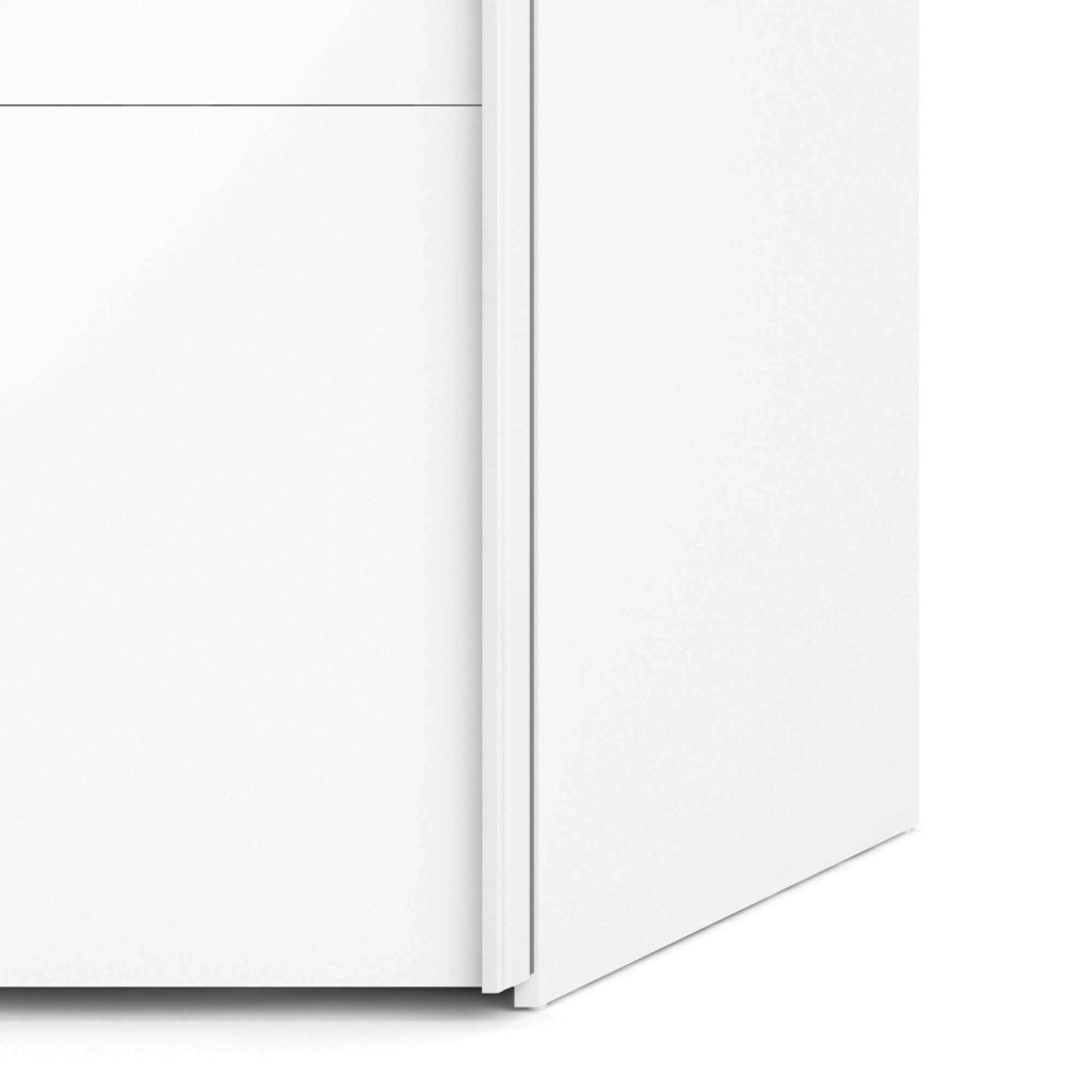 Guardaroba 2 ante Adria, Mobile camera da letto, Cabina armadio portabiti, Armadio appendiabiti, 122x62 h220 cm, Bianco lucido