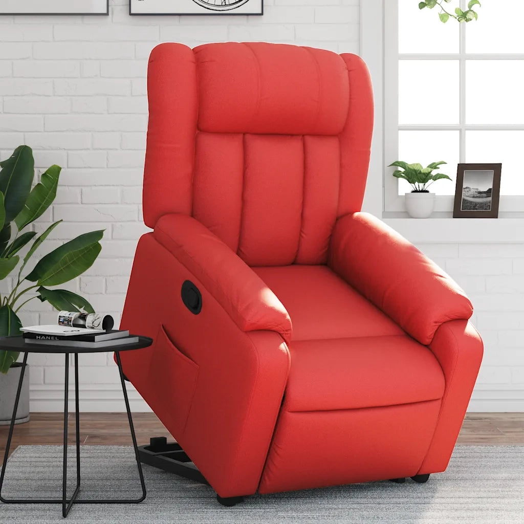 Poltrona Alzapersona Reclinabile Rosso in Similpelle 3205269