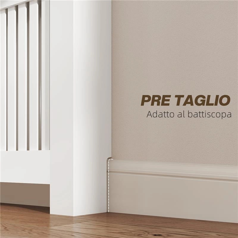 COPRITERMOSIFONE A DOGHE ANTIRIBALTAMENTO CON CASSETTO PORTAOGGETTI IN LEGNO 112X19X97 CM BIANCO