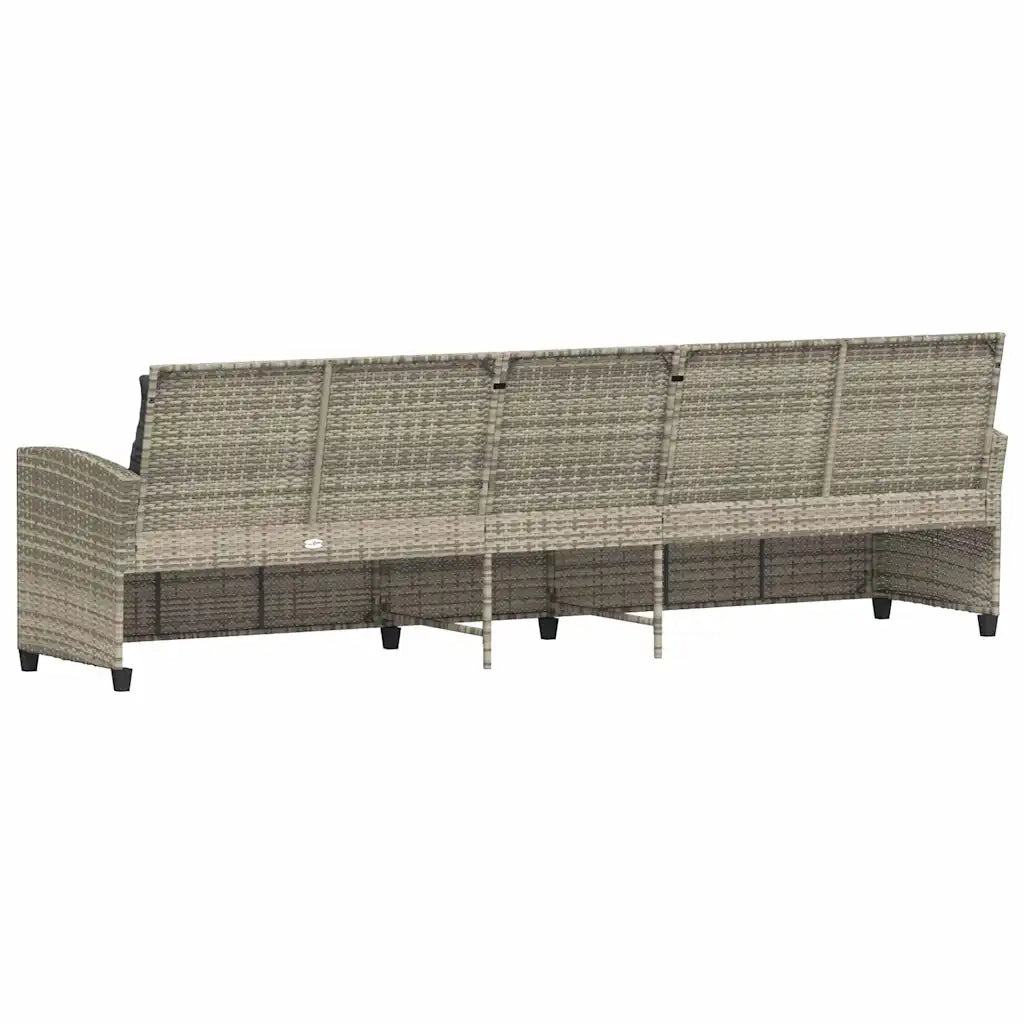 Divano da Giardino con Cuscini 5 Posti-Sofa da Giardino-Divano da esterno Grigio Chiaro Polyrattan