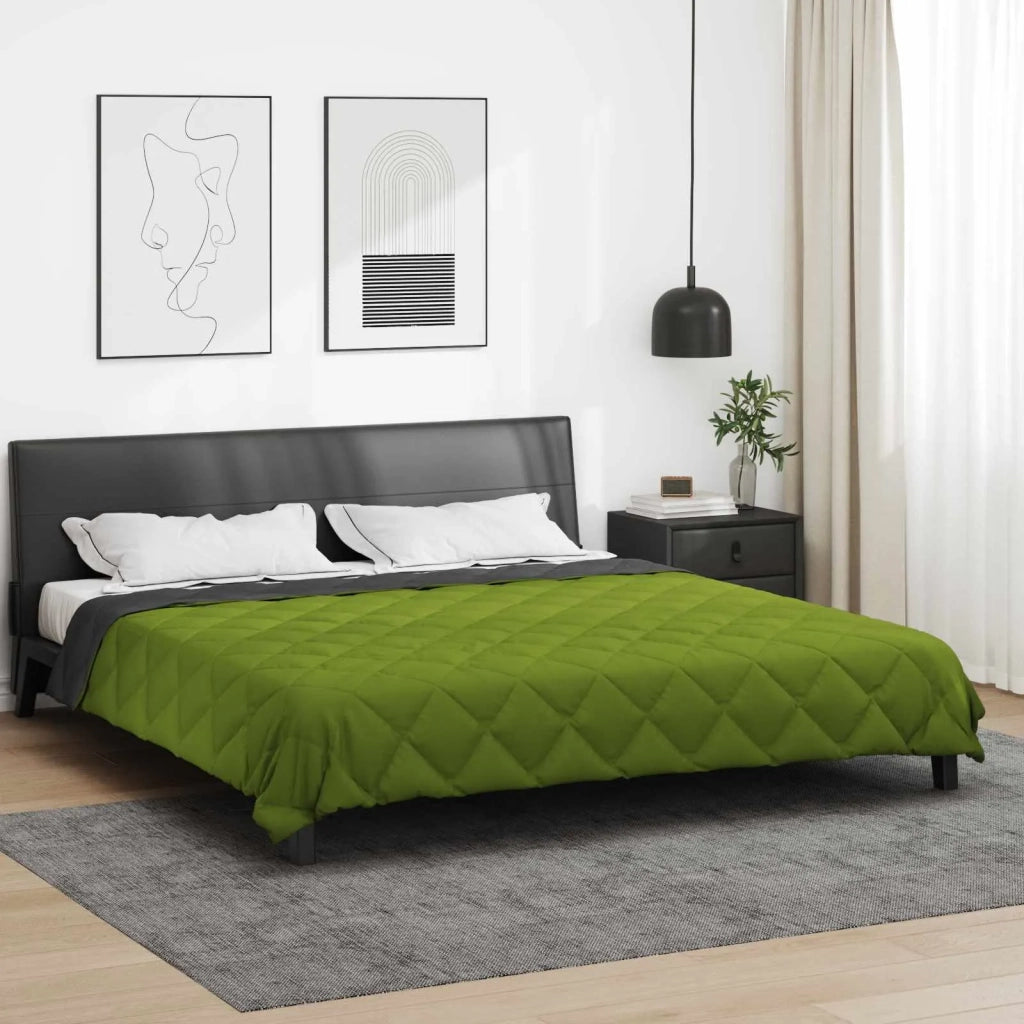 Piumone | Duvet Estivo Verde e Antracite 200 x 200 cm Microfibra