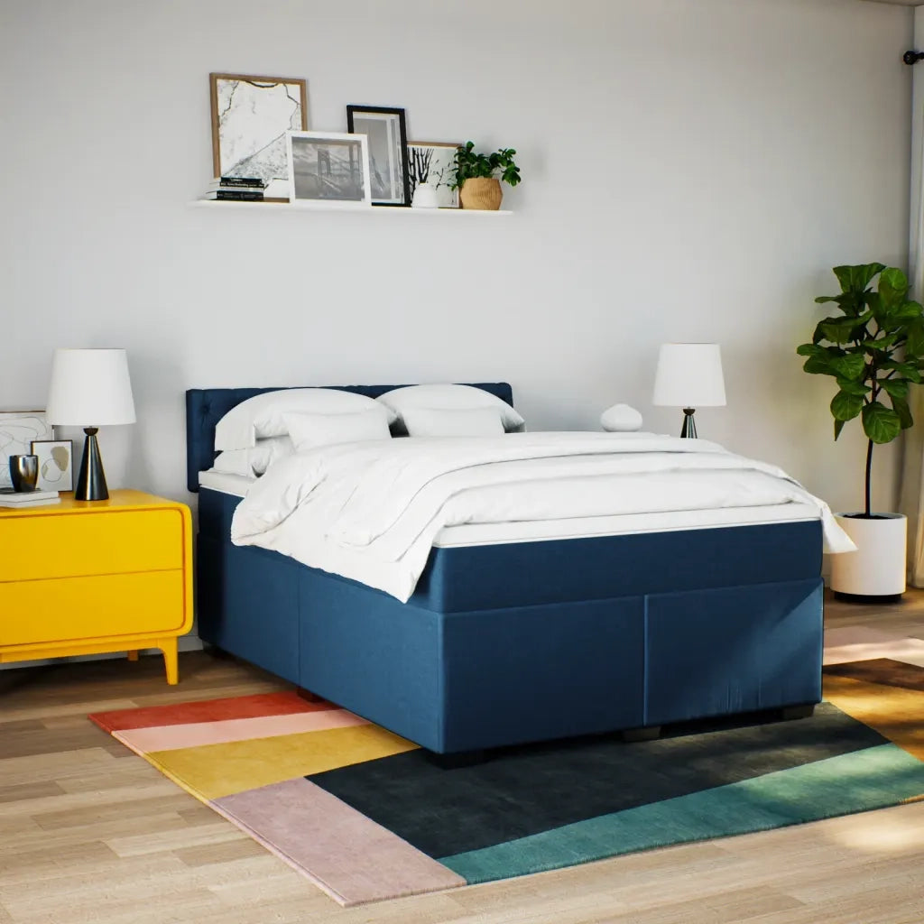 Giroletto a Molle con Materasso Blu 160x200 cm in Tessuto 3288252