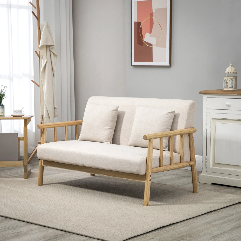 Divano 2 posti in tessuto effetto lino ¨C Xylo ¨C Beige, 123x69x74 cm