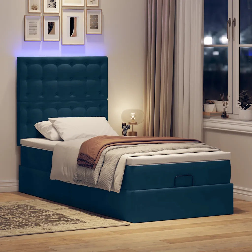Struttura Letto Pouf con Materassi 90x200 cm in Velluto 3314442