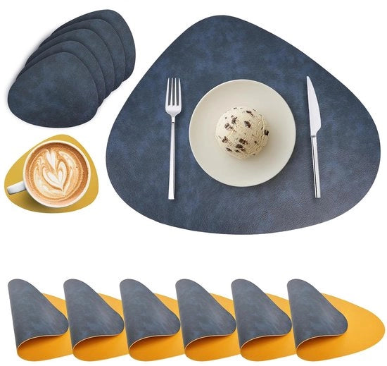 Placemats e sottopiani in doppio strato - resistente al calore - set da 2 - pelle PU