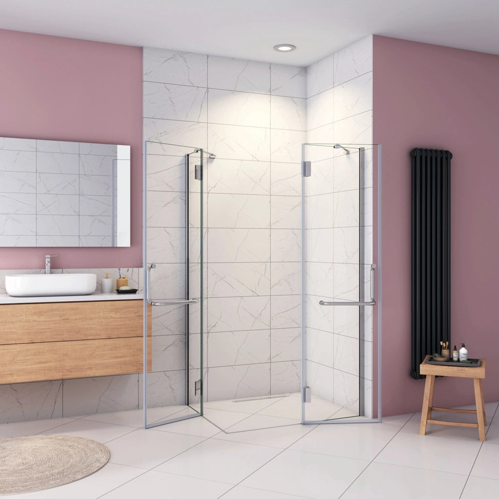 120x120x190 cm Box Doccia Angolare Porte Battenti in Vetro 8 mm Temperato Trasparente Anticalcare Ante con Barre Stabilizzatrici