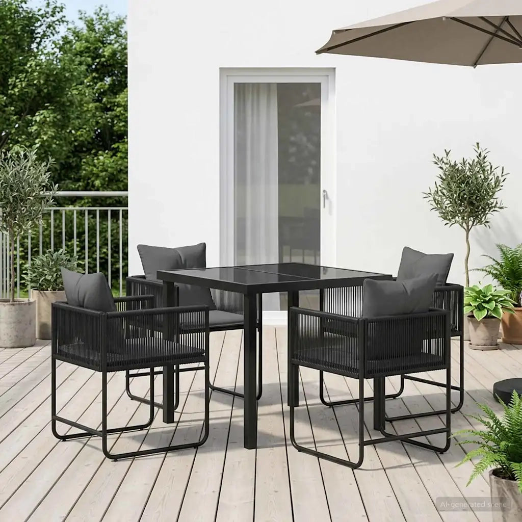 Set da Pranzo per Giardino 5 pcs Nero e antracite 3448907